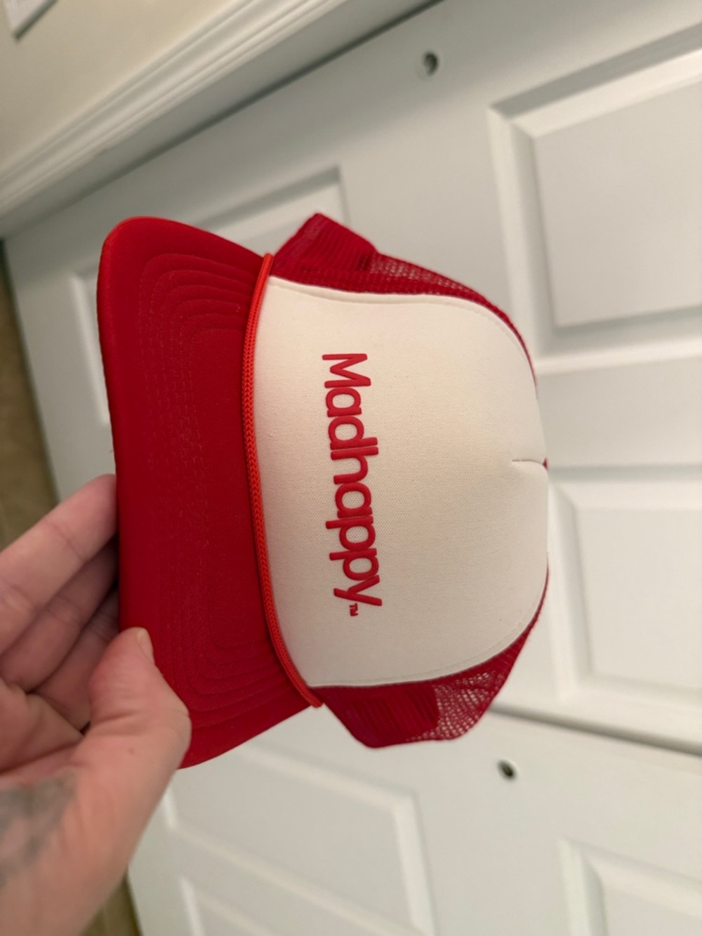 Madhappy Red and White Mesh Trucker Cap